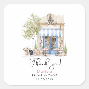 Elegant Watercolor She Said Oui Pink Flowers Brida Square Sticker