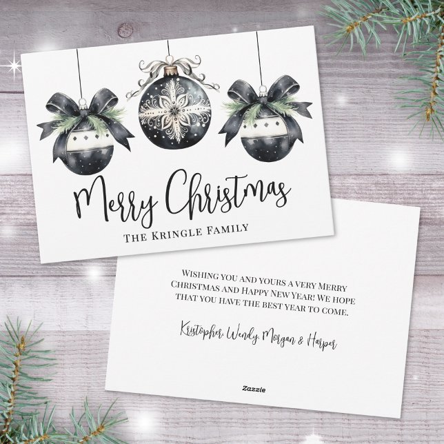 Elegant Watercolor Simple Black White Christmas Holiday Card (Elegant Watercolor Simple Black White Christmas Holiday Card)