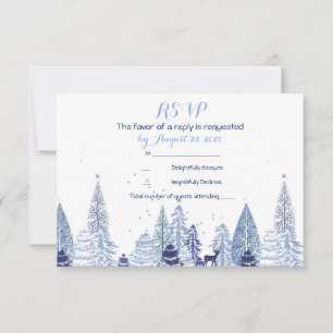 Elegant Watercolor Snowflakes Winter Wedding RSVP Card