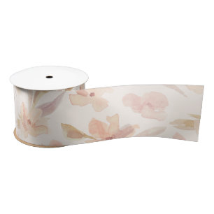 Elegant Watercolor Soft Floral Satin Ribbon