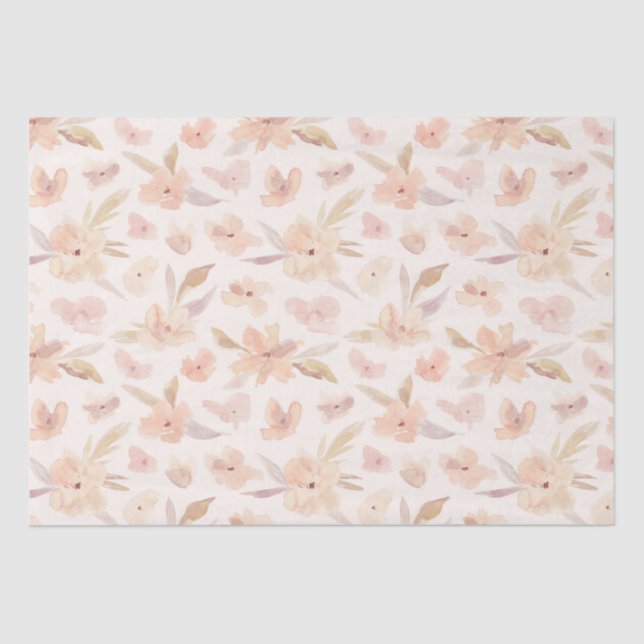 Elegant Watercolor Soft Floral   Tissue Paper (Front)