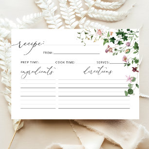 Elegant Watercolor Spring Floral Recipe Card