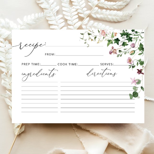 Elegant Watercolor Spring Floral Recipe Card (Creator Uploaded)