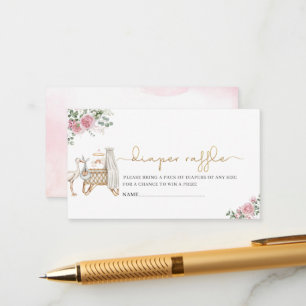 Elegant Watercolor Stork Baby girl baby shower dia Enclosure Card