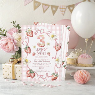 Elegant watercolor strawberry biFlat Holiday Card