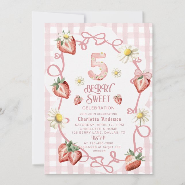 Elegant watercolor  strawberry biFlat Holiday Card (Front)