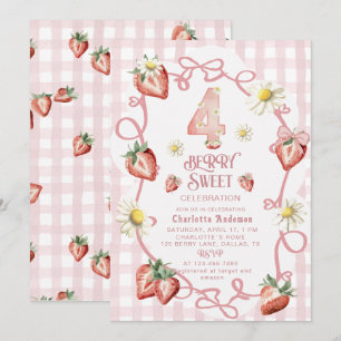 Elegant watercolor strawberry biFlat Holiday Card