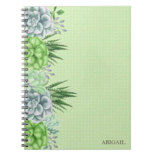 Elegant Watercolor Succulent Botanical Monogram Notebook