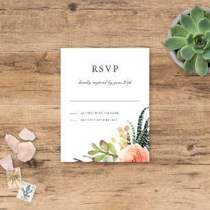 Elegant Watercolor Succulent RSVP Wedding Reply