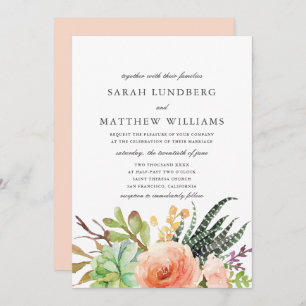 Elegant Watercolor Succulent    Wedding Invitation