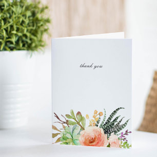 Elegant Watercolor Succulent Wedding Thank You