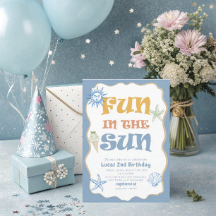 Elegant  Watercolor Summer Fun in the sun 2nd Birt Invitation