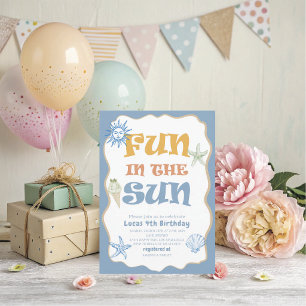 Elegant  Watercolor Summer Fun in the sun 4th Birt Invitation