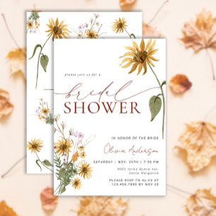 Elegant Watercolor Sunflower Bridal Shower Invitation