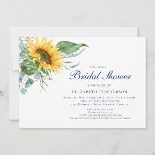 Elegant Watercolor Sunflower Bridal Shower Invitation