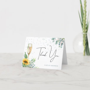 Elegant Watercolor Sunflower Floral Bridal Shower Thank You Card