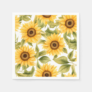 Elegant Watercolor Sunflower Napkin