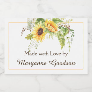 Elegant Watercolor Sunflowers Greenery Labels