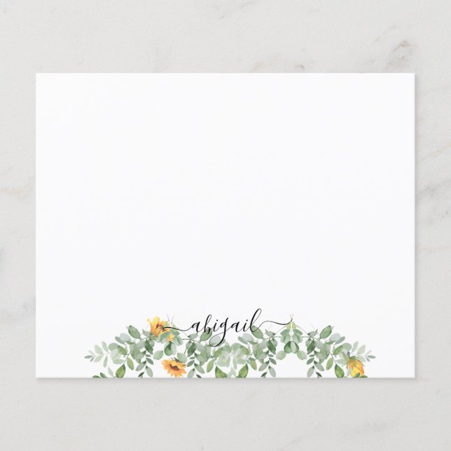 Elegant Watercolor Sunflowers in Foliage Custom (Front)