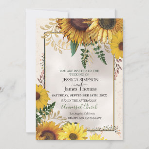 Elegant Watercolor Sunflowers Invitation