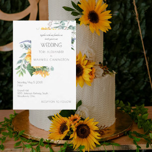 Elegant Watercolor Sunflowers Wedding Invitation