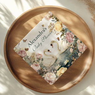 Elegant Watercolor Swans Baby Shower Napkin