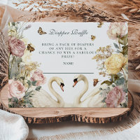 Elegant Watercolor Swans Diapper Raffle