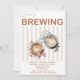 Elegant Watercolor Tea Party Love is Brewing  Brid Invitation