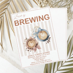 Elegant Watercolor Tea Party Love is Brewing  Brid Invitation