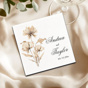 Elegant Watercolor Terracota Pampas Grass Wedding Napkin