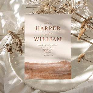 Elegant Watercolor Terracotta Boho Wedding Invitation