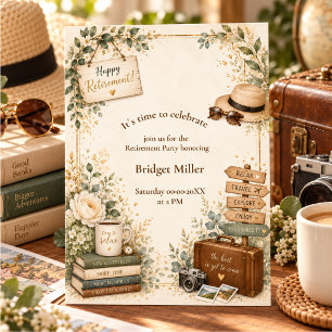 Elegant Watercolor Travel Theme Retirement Party