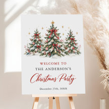 Elegant Watercolor Tree Christmas Party 