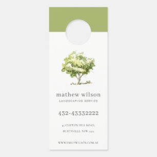 Elegant Watercolor Tree Lawnmowing Lawn Care Door Hanger