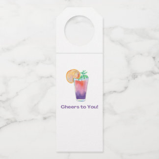 Elegant Watercolor Tropical Drink Celebration Bottle Tag