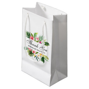 Elegant Watercolor Tropical Floral Thank You Small Gift Bag