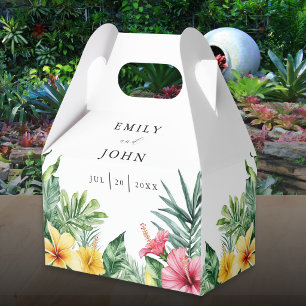 Elegant Watercolor Tropical Floral Wedding Favour Box