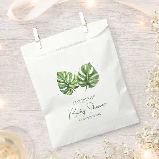 Elegant Watercolor Tropical Palm Baby Shower Favour Bag (Clipped)