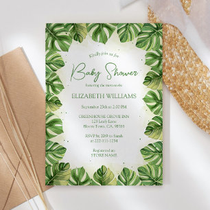 Elegant Watercolor Tropical Palm Baby Shower Invitation