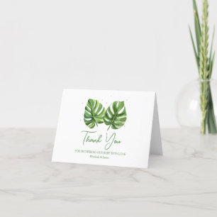 Elegant Watercolor Tropical Palm Baby Shower Thank You Card