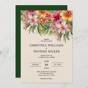 Elegant Watercolor Tropical Wedding Invitation