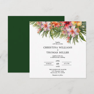 Elegant Watercolor Tropical Wedding Invitation