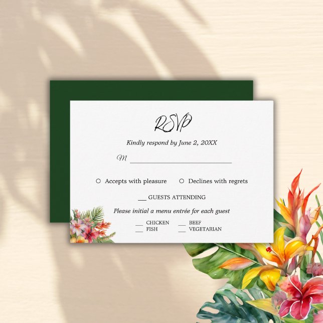 Elegant Watercolor Tropical Wedding RSVP Card (Creator Uploaded)