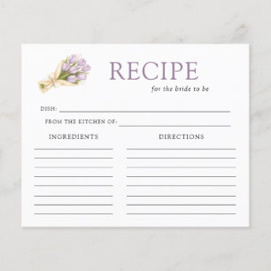 Elegant Watercolor Tulip Bridal Shower Recipe Card