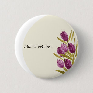 Elegant Watercolor Tulip Flowers 6 Cm Round Badge