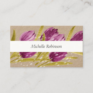 Elegant Watercolor Tulip Flowers Professional Business Card