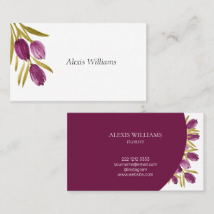 Elegant Watercolor Tulip Flowers Professional Business Card