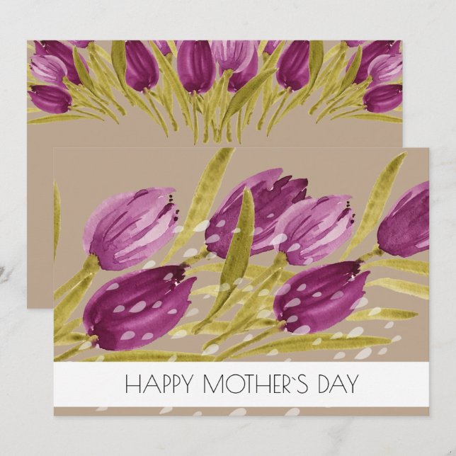 Elegant Watercolor Tulip Flowers Professional Holiday Card (Front/Back)