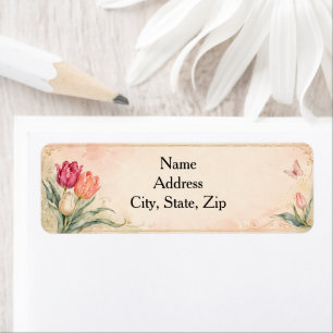 Elegant Watercolor Tulip Garden Return Address Label