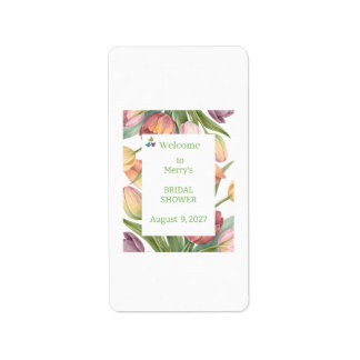Elegant Watercolor Tulips  Label